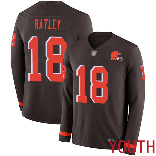 Cleveland Browns Damion Ratley Youth Brown Limited Jersey 18 NFL Football Therma Long Sleeve